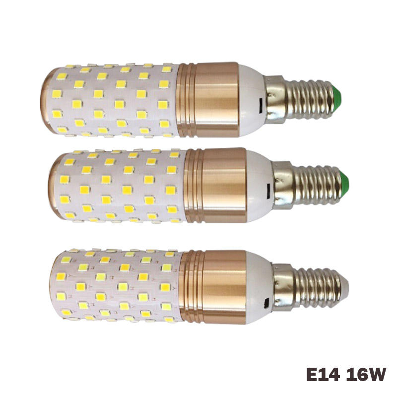 E14 E27 12W 16W Bombilla LED de maíz SMD2835 Bombilla LED 220V 3 Temperaturas de color LED integrado Foco de luz de vela