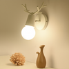 Luces LED de pared ajustables de estilo nórdico, candelabro de lectura para dormitorio con cuernos de ciervo de dibujos animados coloridos, iluminación para habitación de niños E27