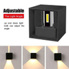 Wandlamp ajustable IP65 impermeable interior y exterior cubo LED lámpara de pared salón dormitorio aluminio arriba y abajo Led jardín porche luz