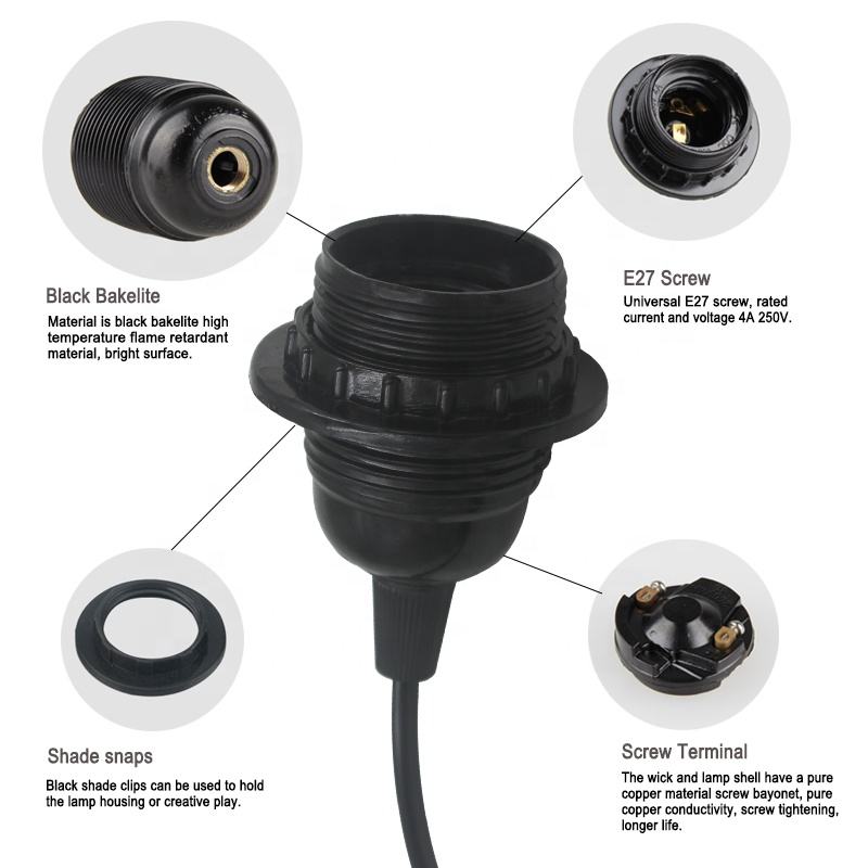 Cable de alimentación de 1,8 M, portalámparas colgante E27, enchufe europeo, interruptor 303, 250V, 4A, para lámpara colgante, enchufe de bombilla LED, apto para el hogar