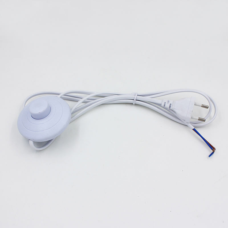 Cable de línea de 1,8 m, Cable de alimentación de encendido y apagado para lámpara LED con interruptor de botón 317, enchufe europeo/estadounidense, interruptor de luz, extensión de Cable blanco o negro