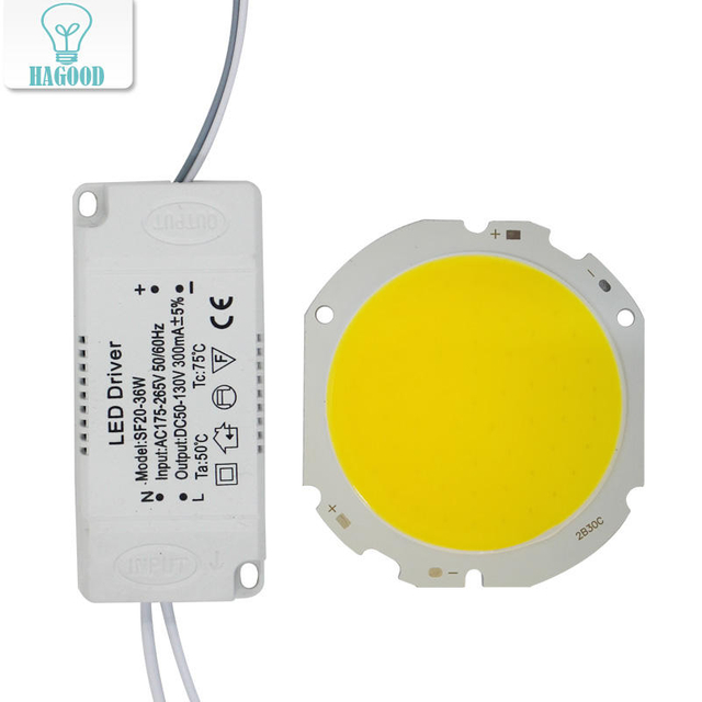 Cuenta de lámpara LED COB, Chip de fuente de luz de 10W-30W + adaptador de fuente de alimentación del controlador LED, blanco frío/cálido/natural para foco LED diy