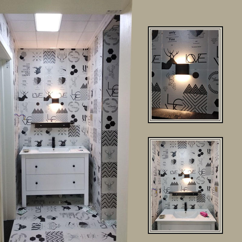 Luz LED decorativa montada en la pared de diseño moderno IP65, luz de pared hacia arriba y hacia abajo, mesita de noche, LED para exteriores, cerca de tocador moderna negra